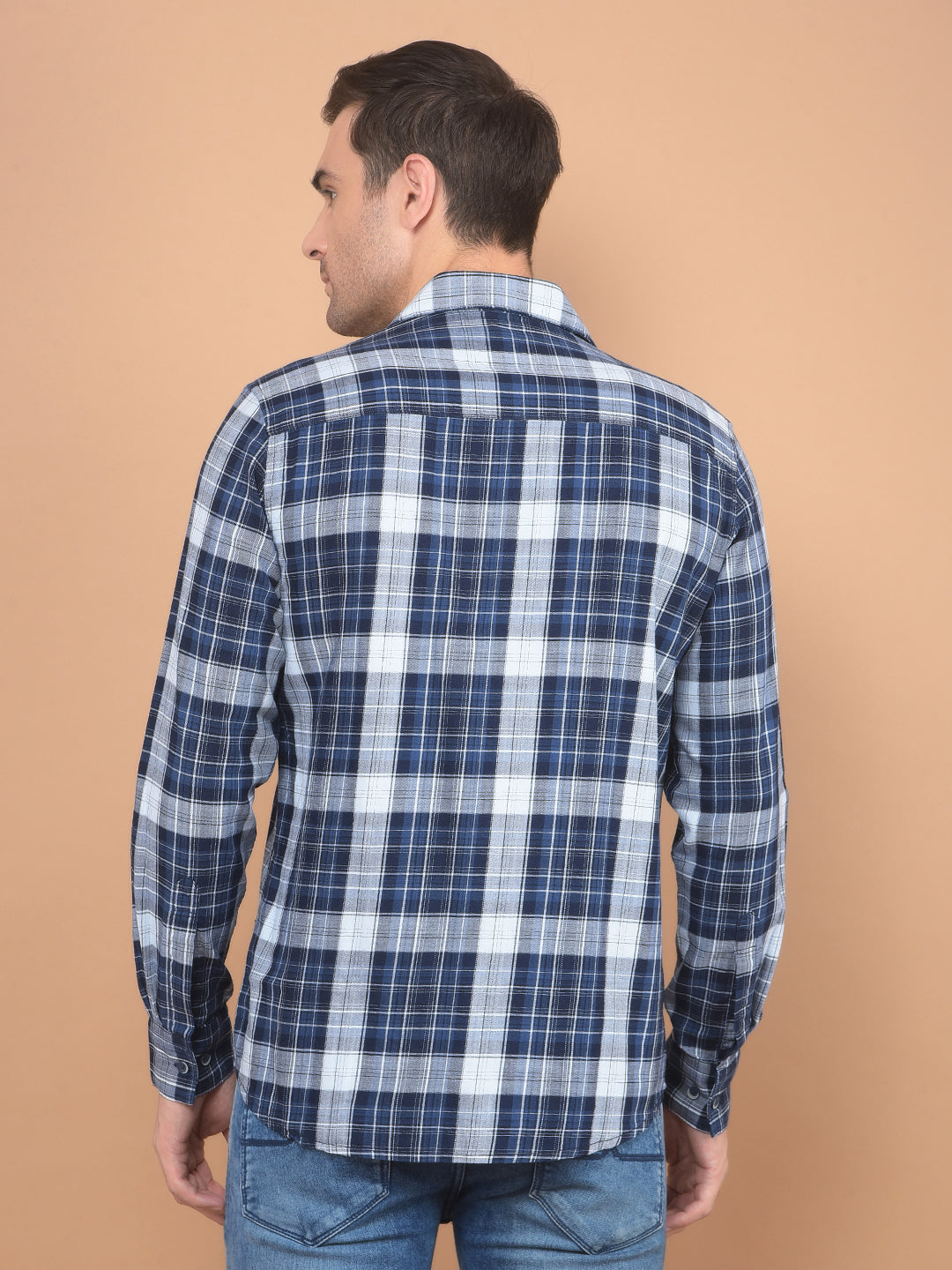 Blue Checked Shirt-Men Shirts-Crimsoune Club