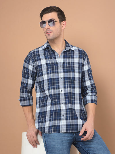 Blue Checked Shirt-Men Shirts-Crimsoune Club