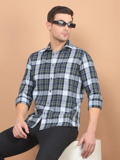 Green Checked Shirt-Men Shirts-Crimsoune Club