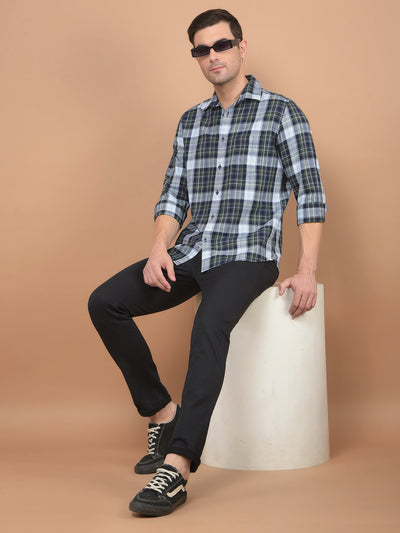 Green Checked Shirt-Men Shirts-Crimsoune Club