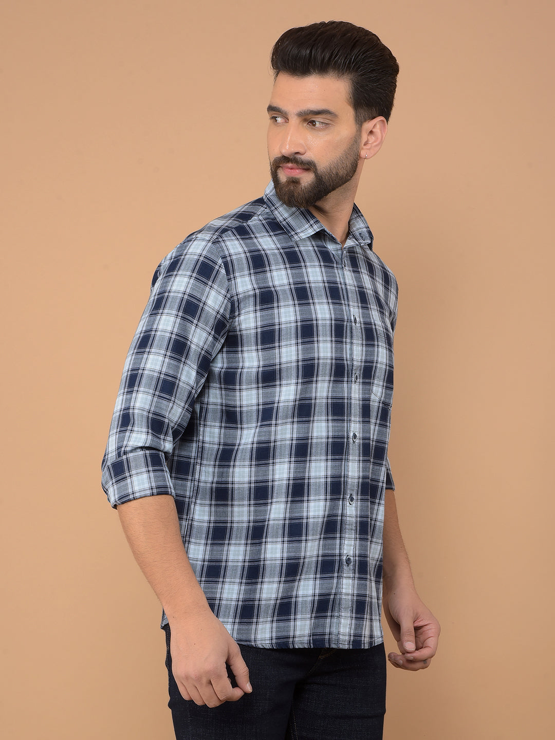 Black Checked Shirt-Men Shirts-Crimsoune Club