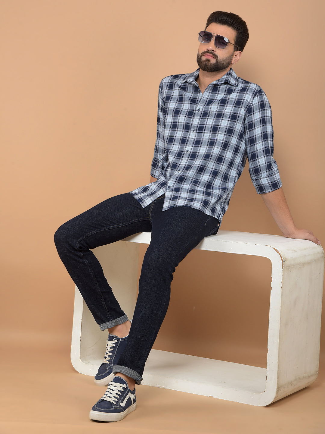 Black Checked Shirt-Men Shirts-Crimsoune Club