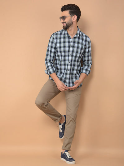 Green Checked 100% Cotton Shirt-Men Shirts-Crimsoune Club