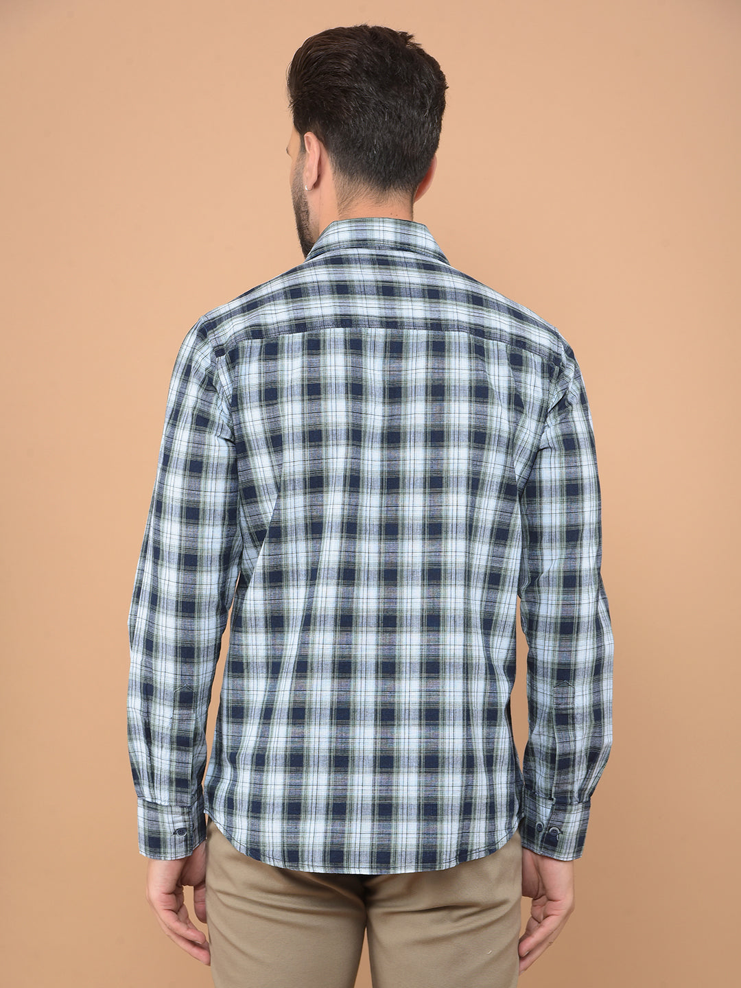 Green Checked 100% Cotton Shirt-Men Shirts-Crimsoune Club