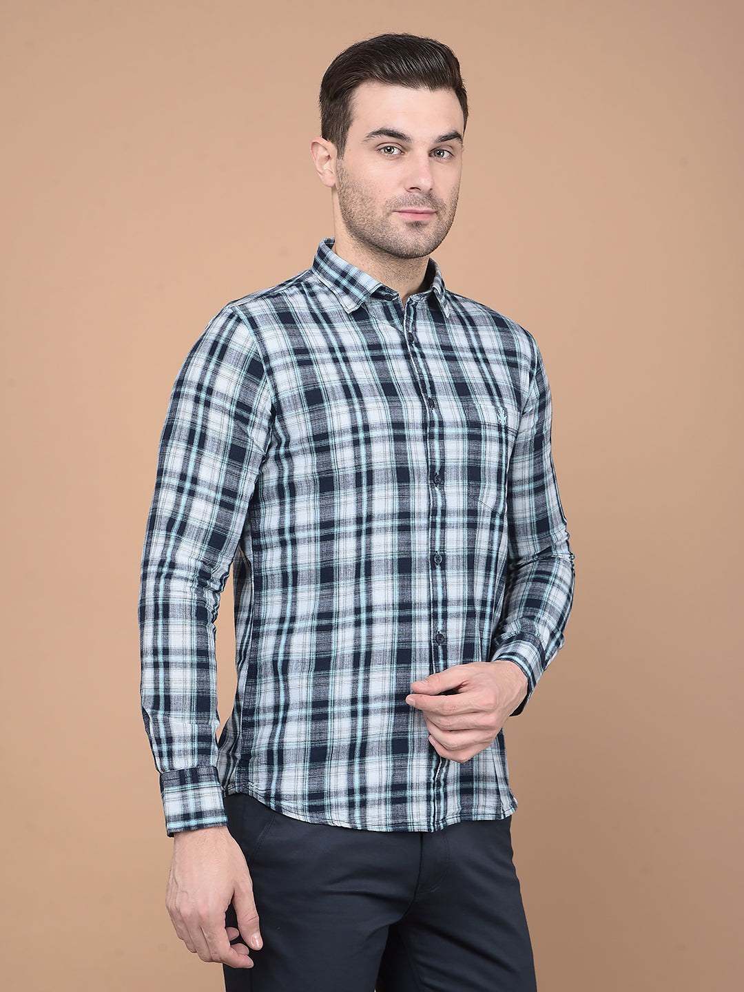 Green Checked 100% Cotton Shirt