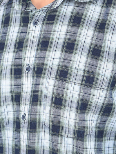 Green Checked 100% Cotton Shirt-Men Shirts-Crimsoune Club