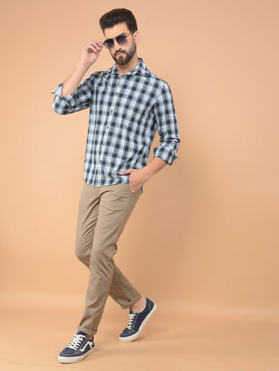 Green Checked 100% Cotton Shirt-Men Shirts-Crimsoune Club