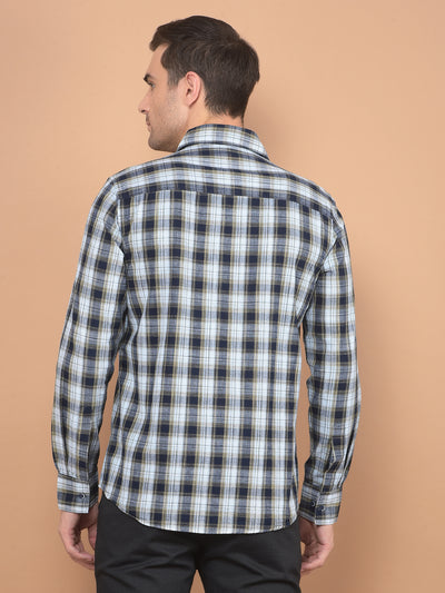 Beige Checked 100% Cotton Shirt-Men Shirts-Crimsoune Club