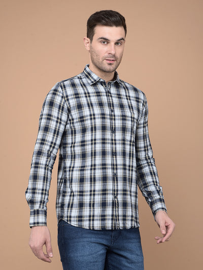 Beige Checked 100% Cotton Shirt