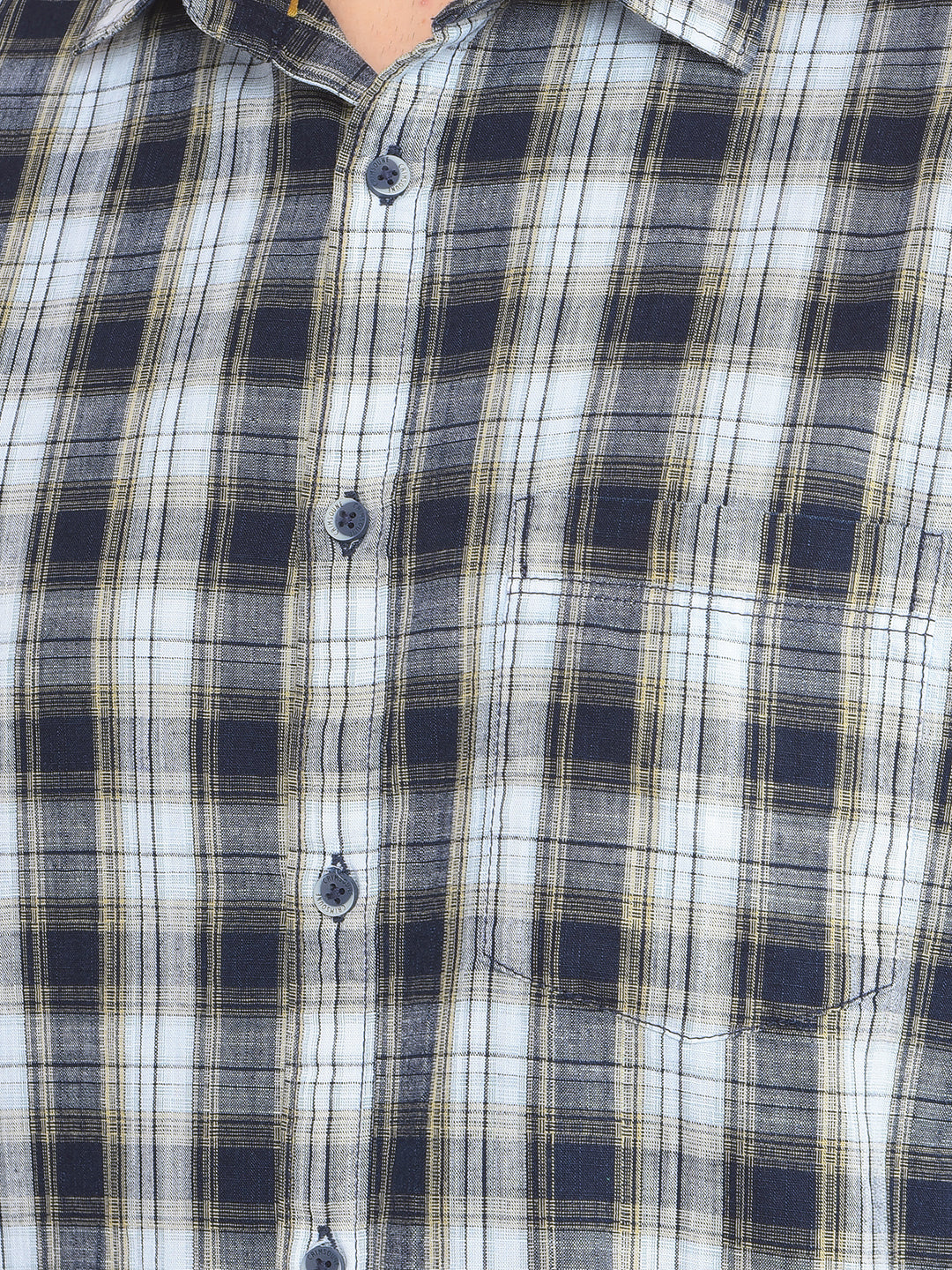 Beige Checked 100% Cotton Shirt-Men Shirts-Crimsoune Club