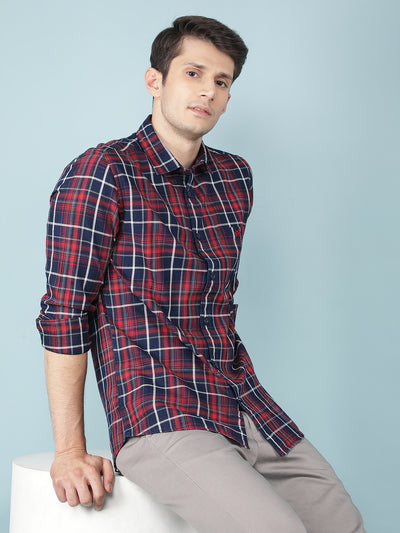 Red Checkered 100% Cotton Shirt-Men Shirts-Crimsoune Club