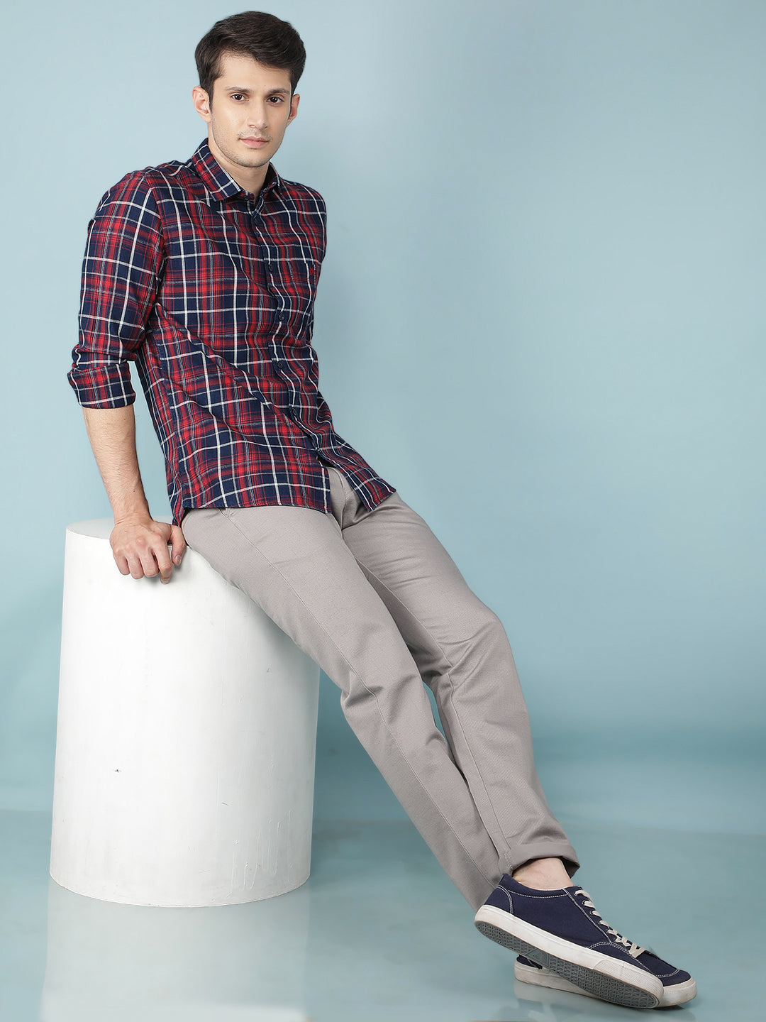 Red Checkered 100% Cotton Shirt-Men Shirts-Crimsoune Club