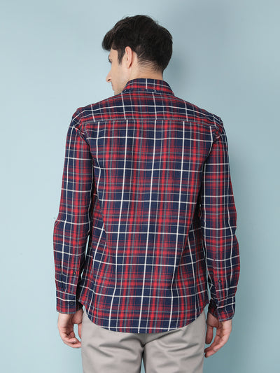 Red Checkered 100% Cotton Shirt-Men Shirts-Crimsoune Club