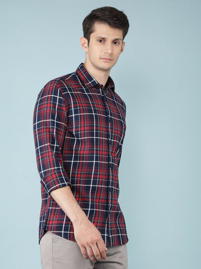 Red Checkered 100% Cotton Shirt-Men Shirts-Crimsoune Club