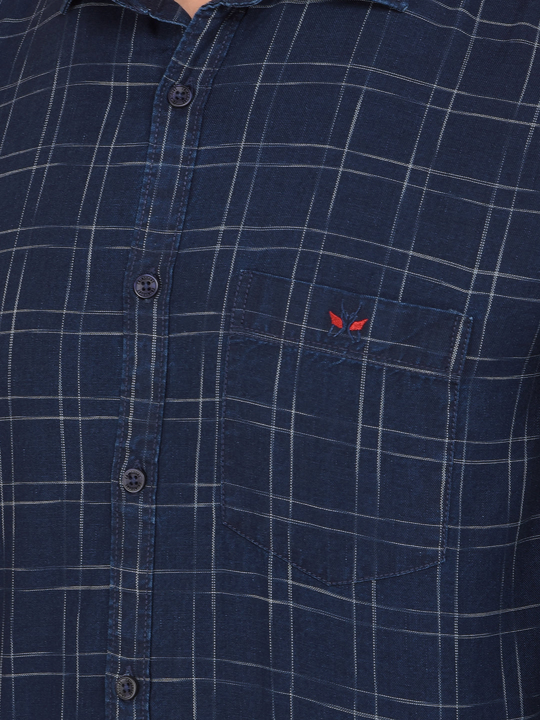 Navy Blue Checked Shirt-Men Shirts-Crimsoune Club