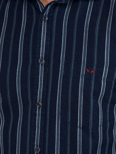 Blue Vertical Stripes 100% Cotton Shirt-Men Shirts-Crimsoune Club