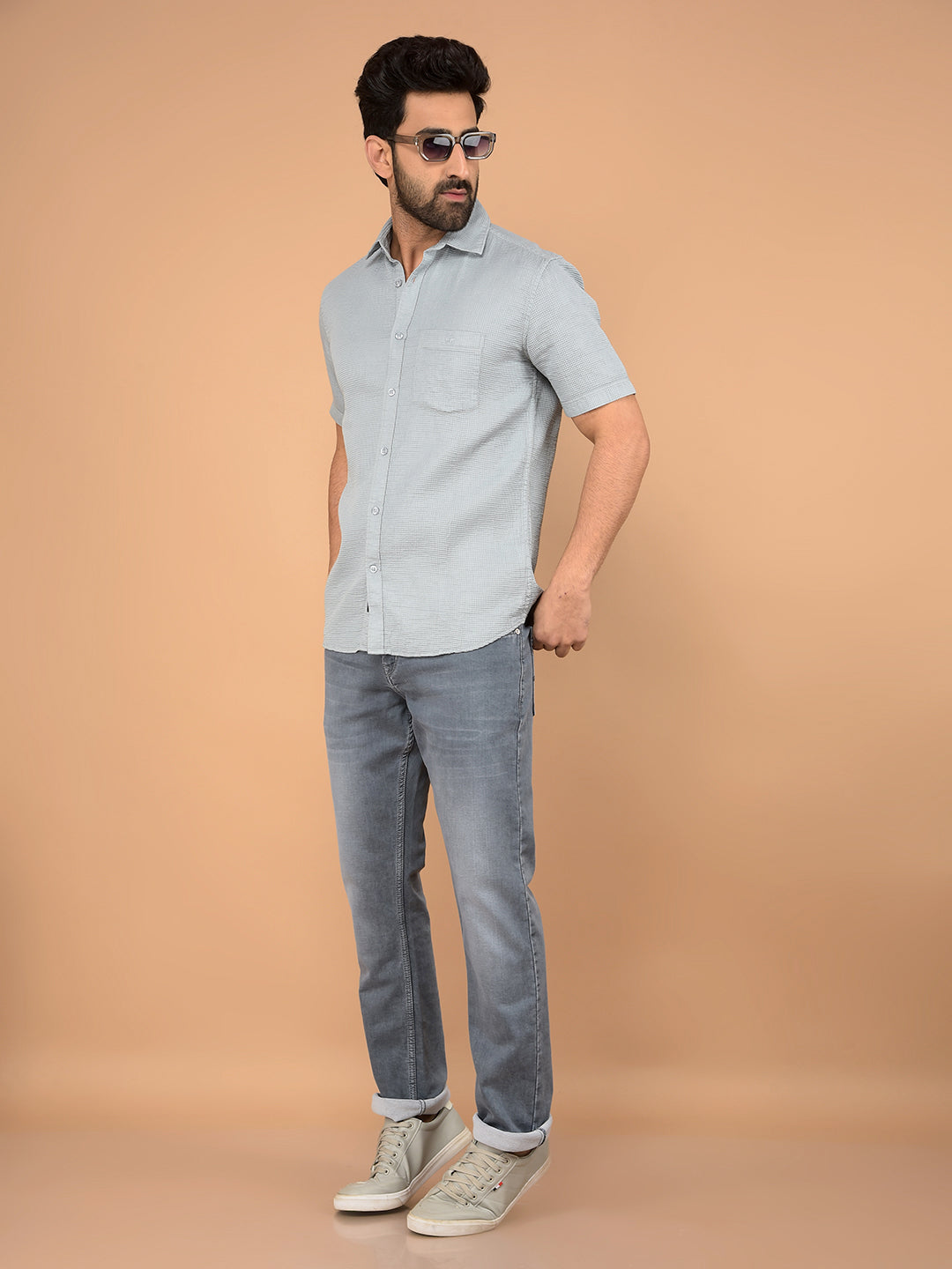 Blue 100% Cotton Shirt-Men Shirts-Crimsoune Club