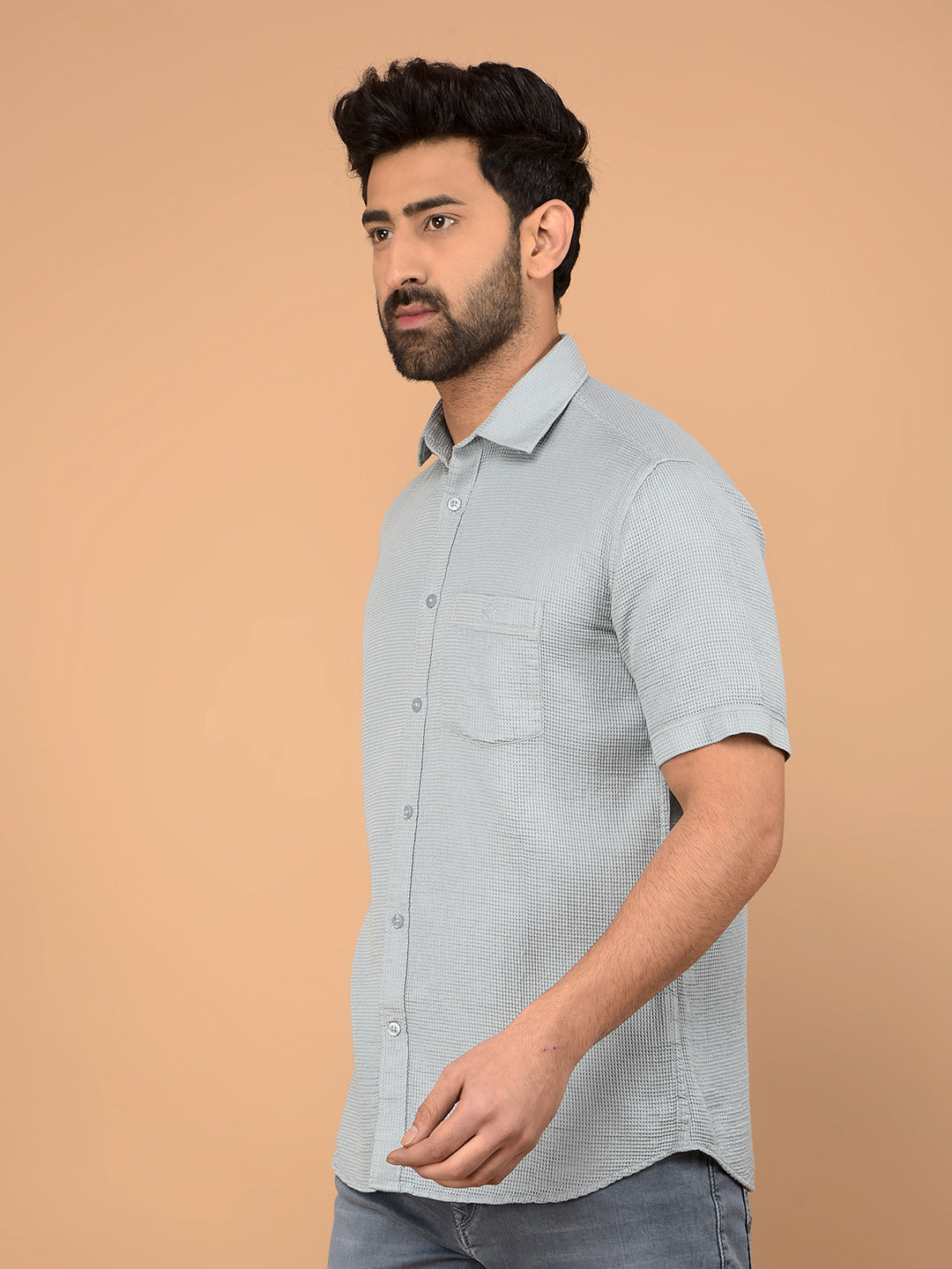 Blue 100% Cotton Shirt-Men Shirts-Crimsoune Club