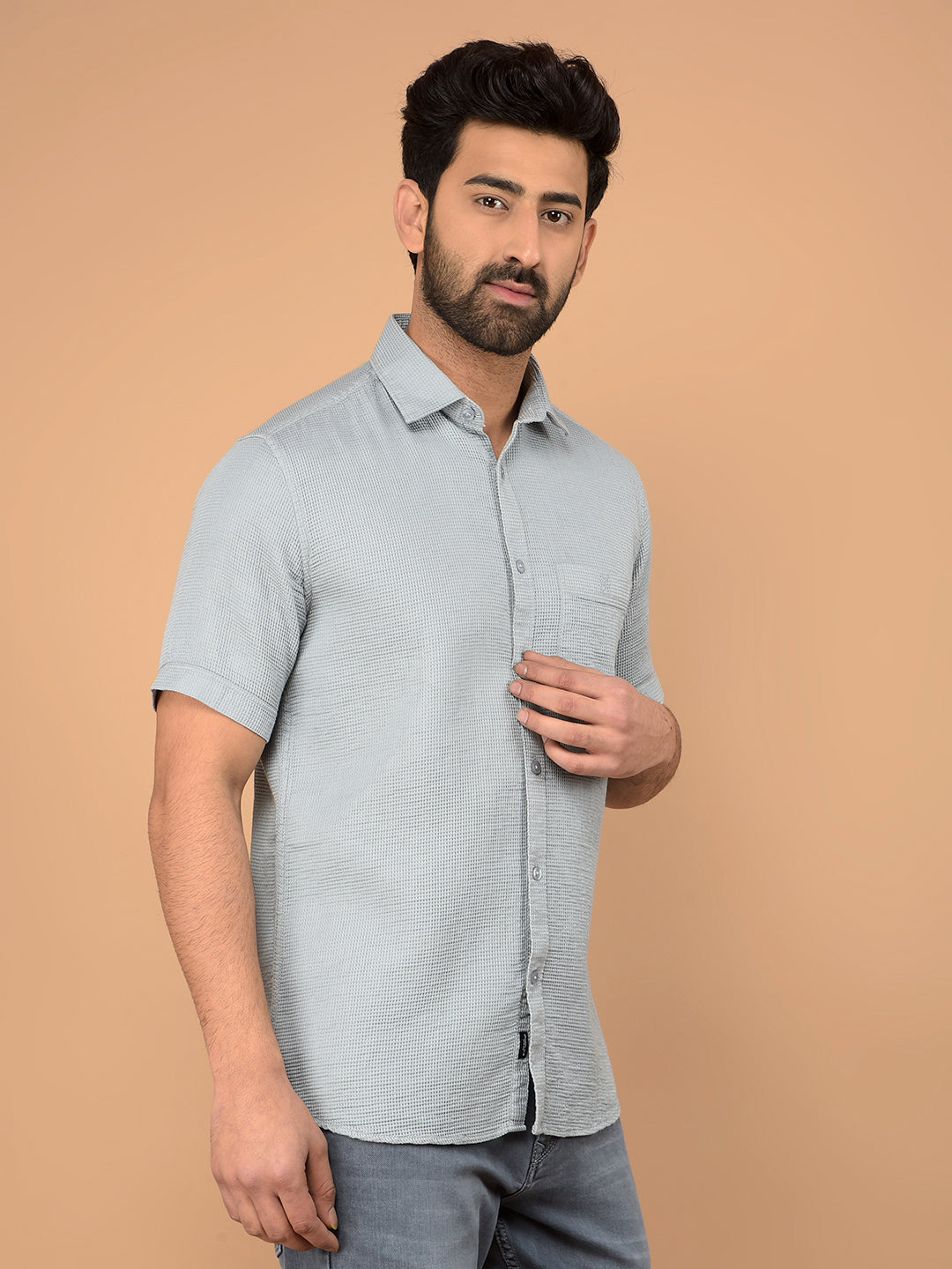 Blue 100% Cotton Shirt-Men Shirts-Crimsoune Club