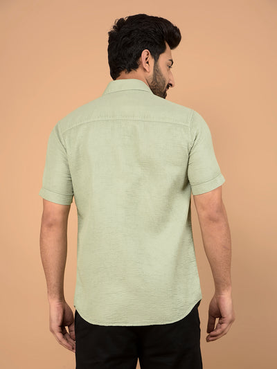 Green 100% Cotton Shirt-Men Shirts-Crimsoune Club