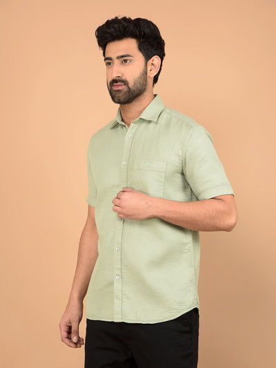 Green 100% Cotton Shirt-Men Shirts-Crimsoune Club