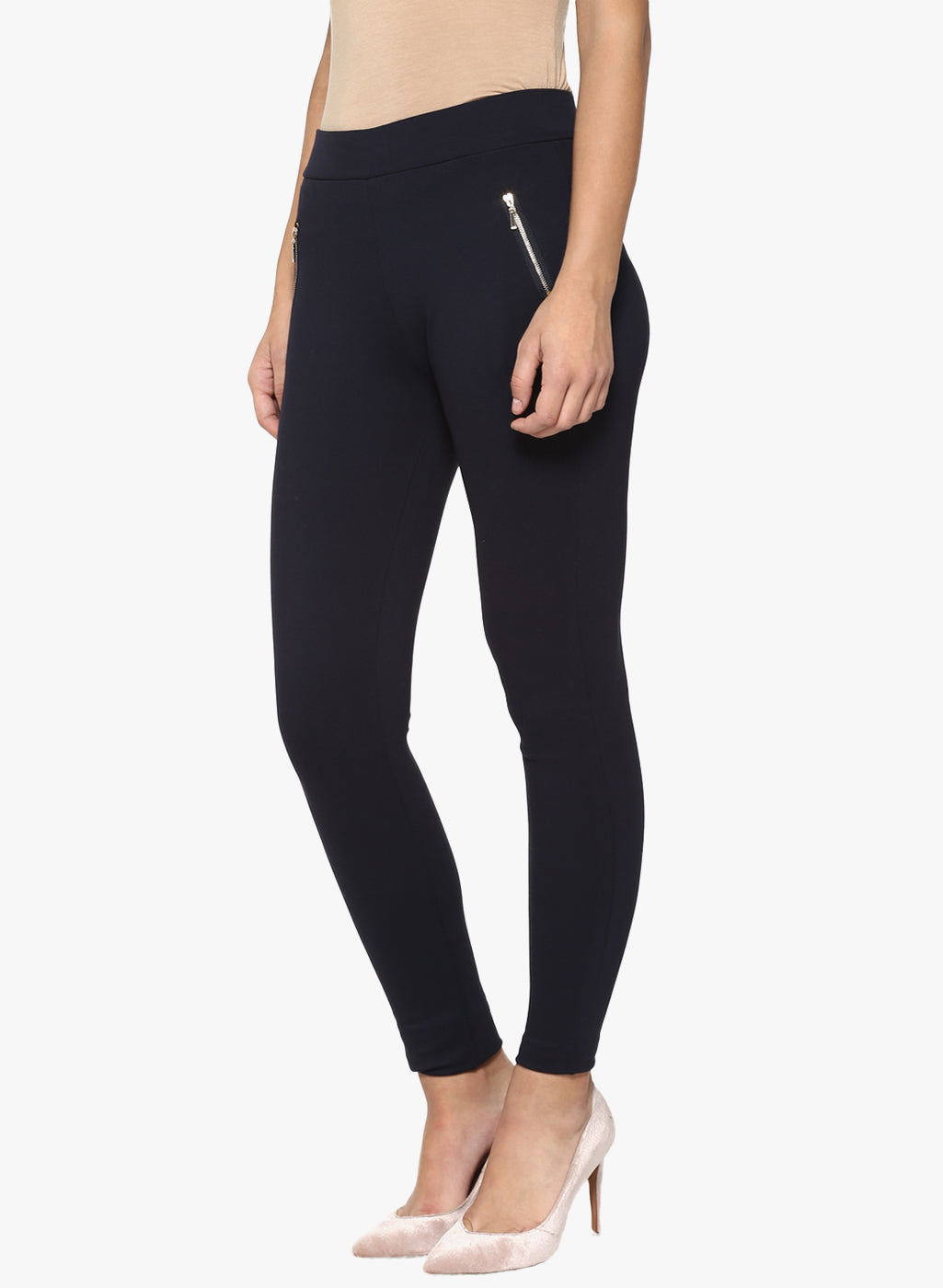 Navy Blue Solid Track Pants-Women Track Pants-Crimsoune Club