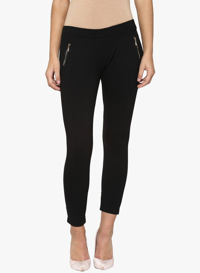 Black Solid Track Pants-Women Track Pants-Crimsoune Club