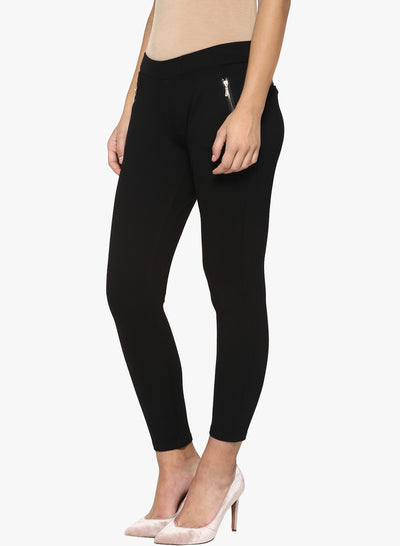 Black Solid Track Pants-Women Track Pants-Crimsoune Club