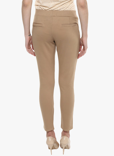 Beige Solid Track Pants-Women Track Pants-Crimsoune Club