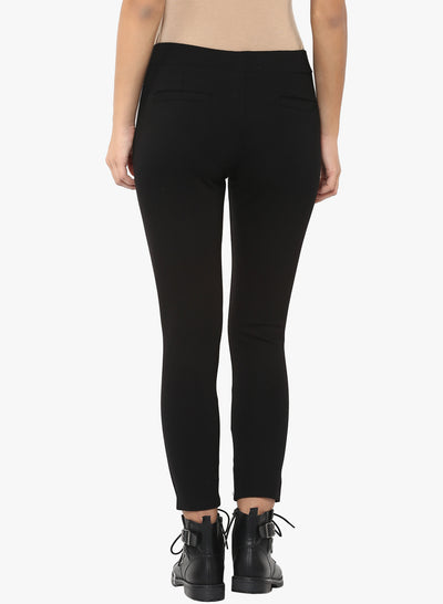 Black Solid Track Pants-Women Track Pants-Crimsoune Club