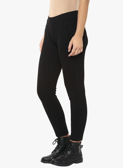 Black Solid Track Pants-Women Track Pants-Crimsoune Club