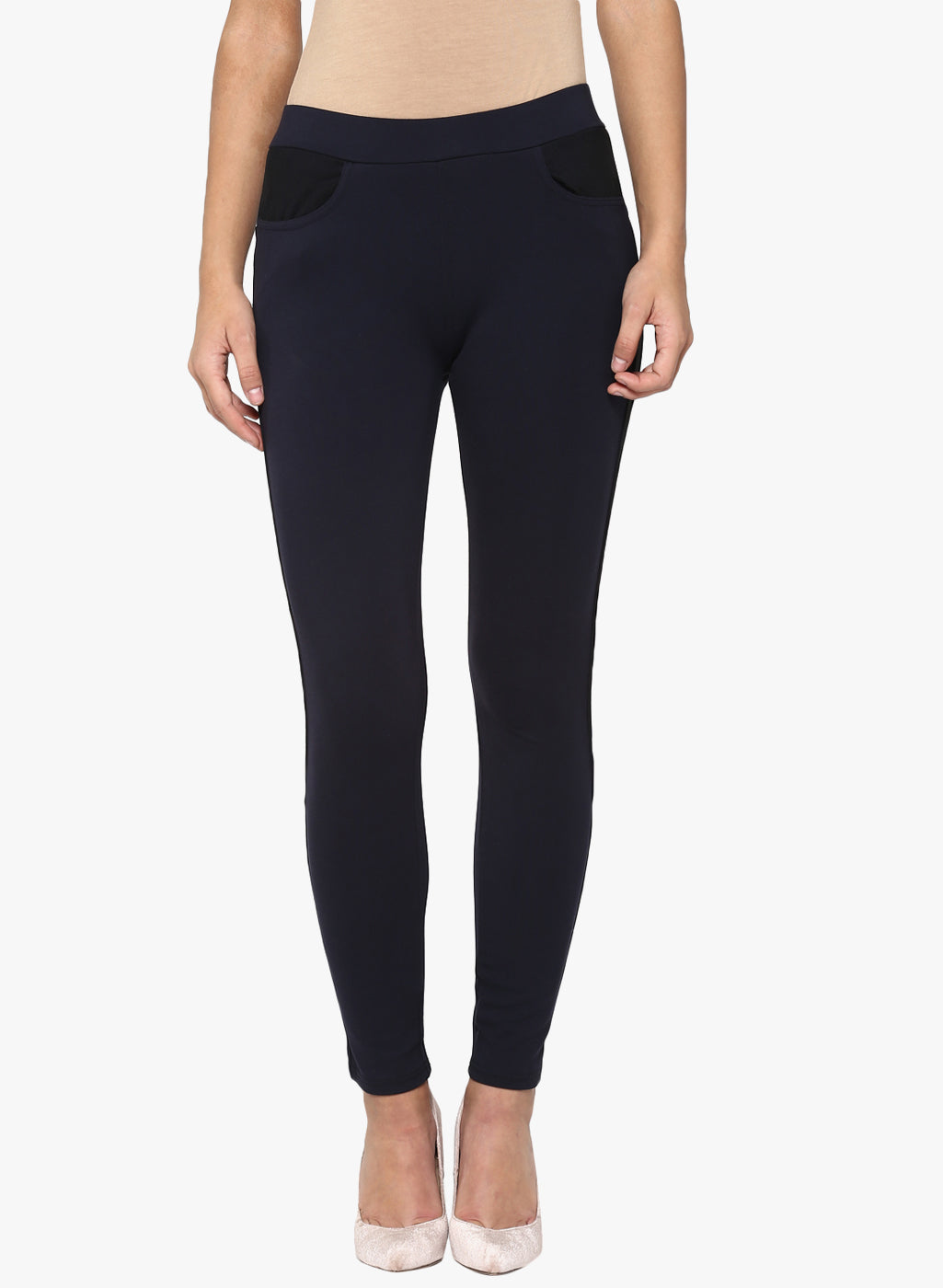 Navy Blue Solid Track Pants-Women Track Pants-Crimsoune Club