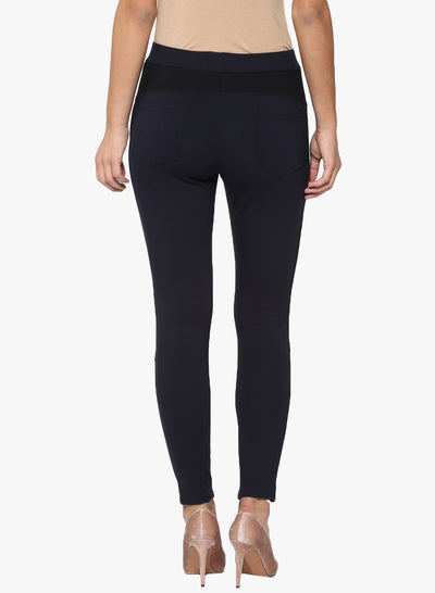 Navy Blue Solid Track Pants-Women Track Pants-Crimsoune Club