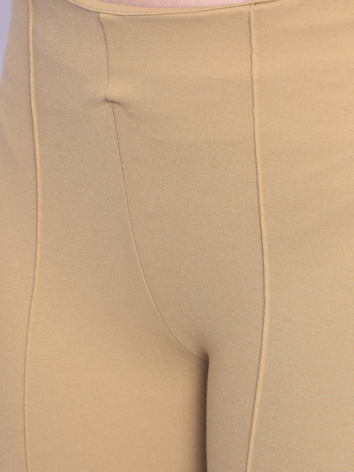 Beige Skinny Trousers-Women Trousers-Crimsoune Club