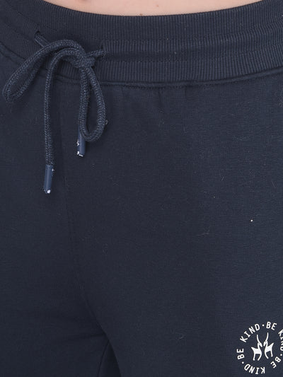 Navy Blue Joggers Trackpants-Women Trackpants-Crimsoune Club