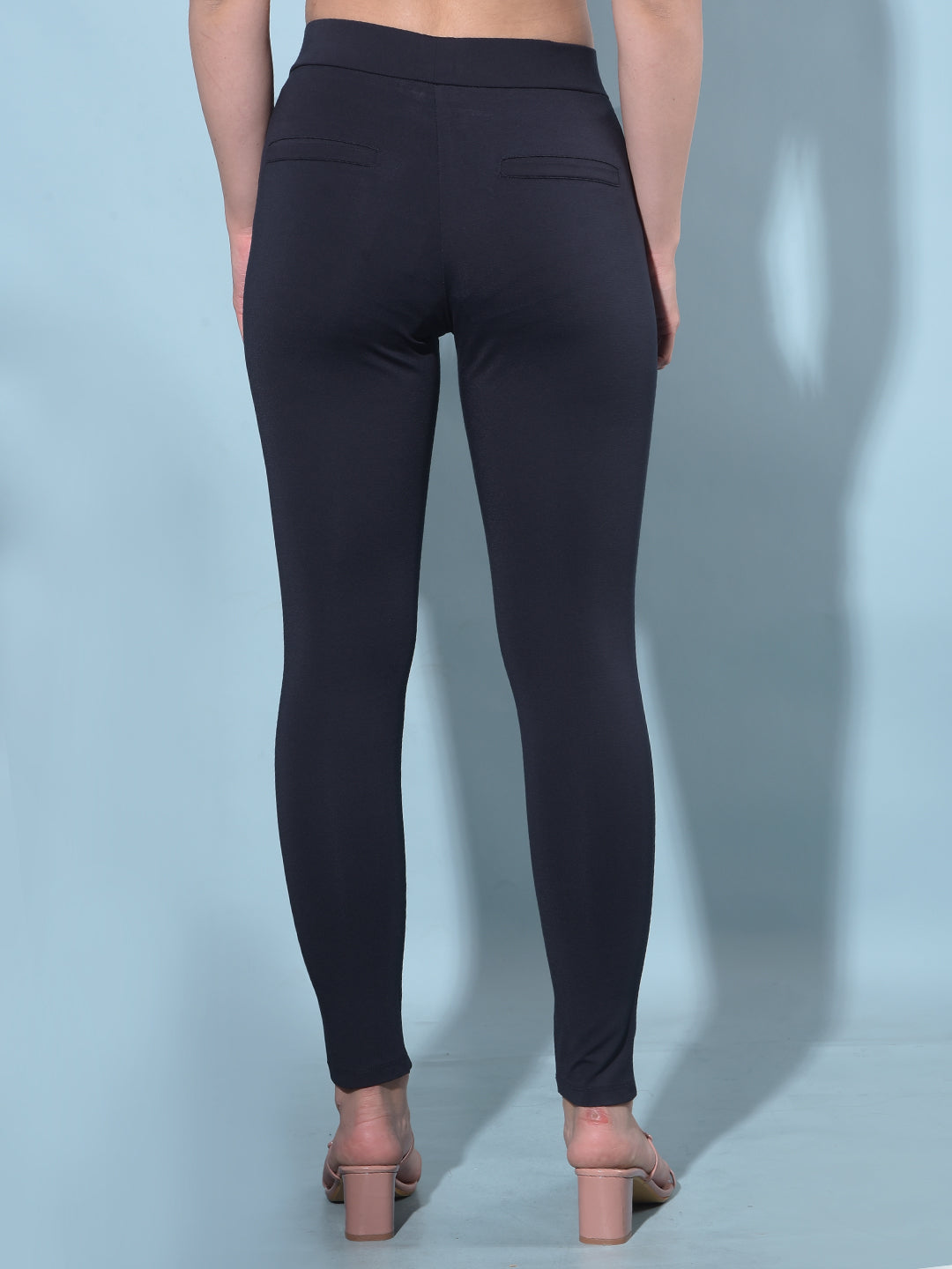 Navy Blue Skinny Tregging-Women Tregging-Crimsoune Club