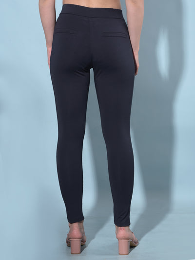 Navy Blue Skinny Tregging-Women Tregging-Crimsoune Club