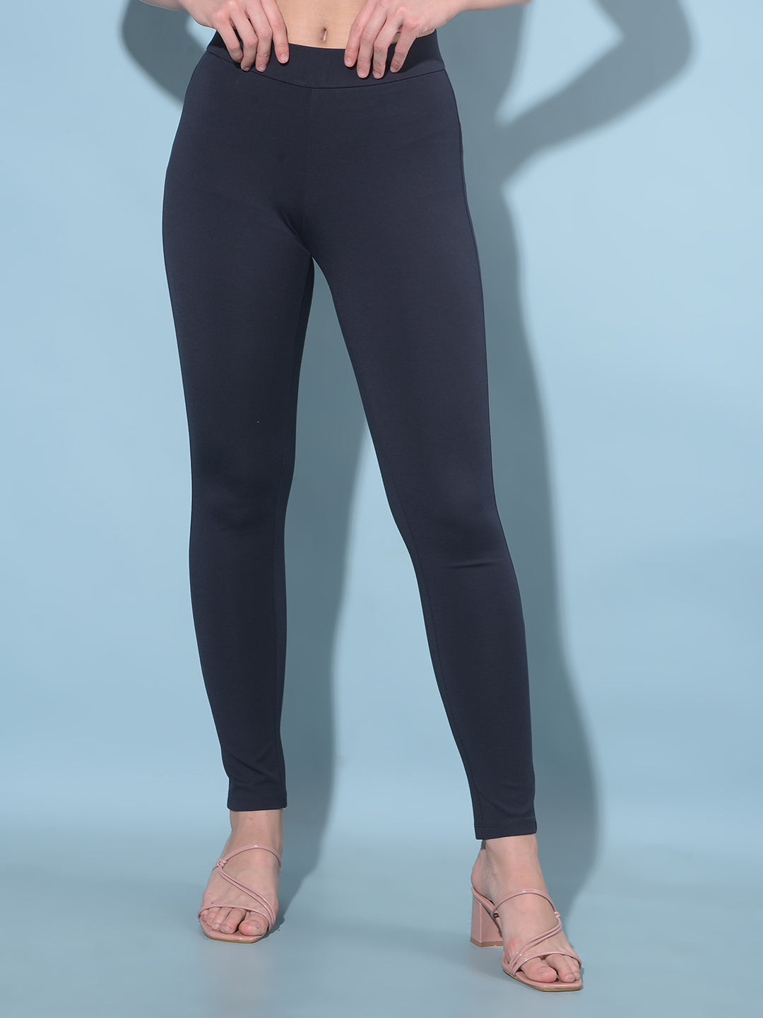 Navy Blue Skinny Tregging-Women Tregging-Crimsoune Club