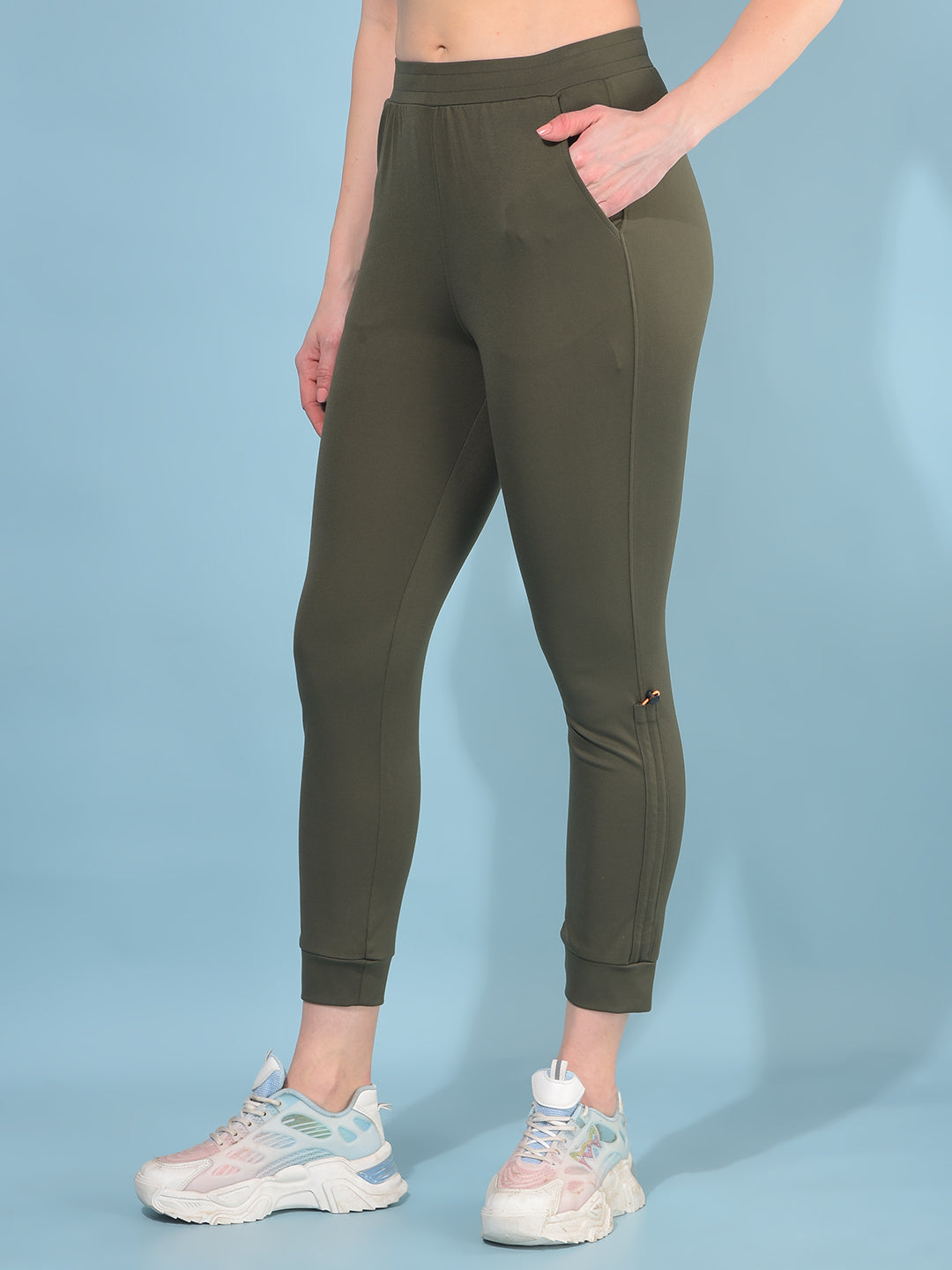 Olive Skinny Joggers-Women Trackpants-Crimsoune Club