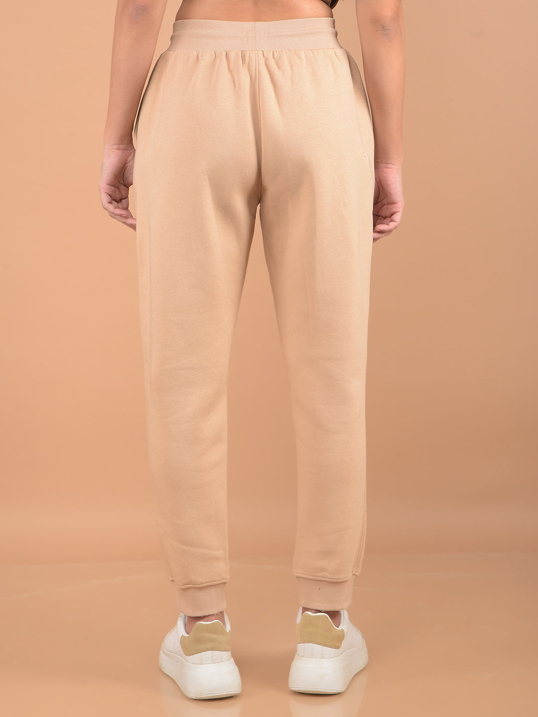 Beige Joggers-Women Trackpants-Crimsoune Club