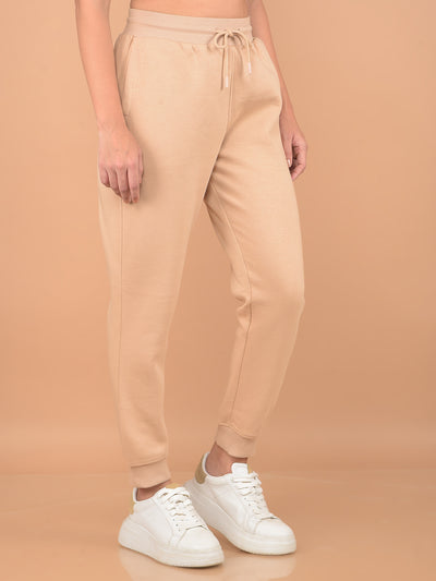 Beige Joggers-Women Trackpants-Crimsoune Club