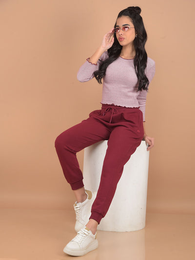 Wine Joggers-Women Trackpants-Crimsoune Club