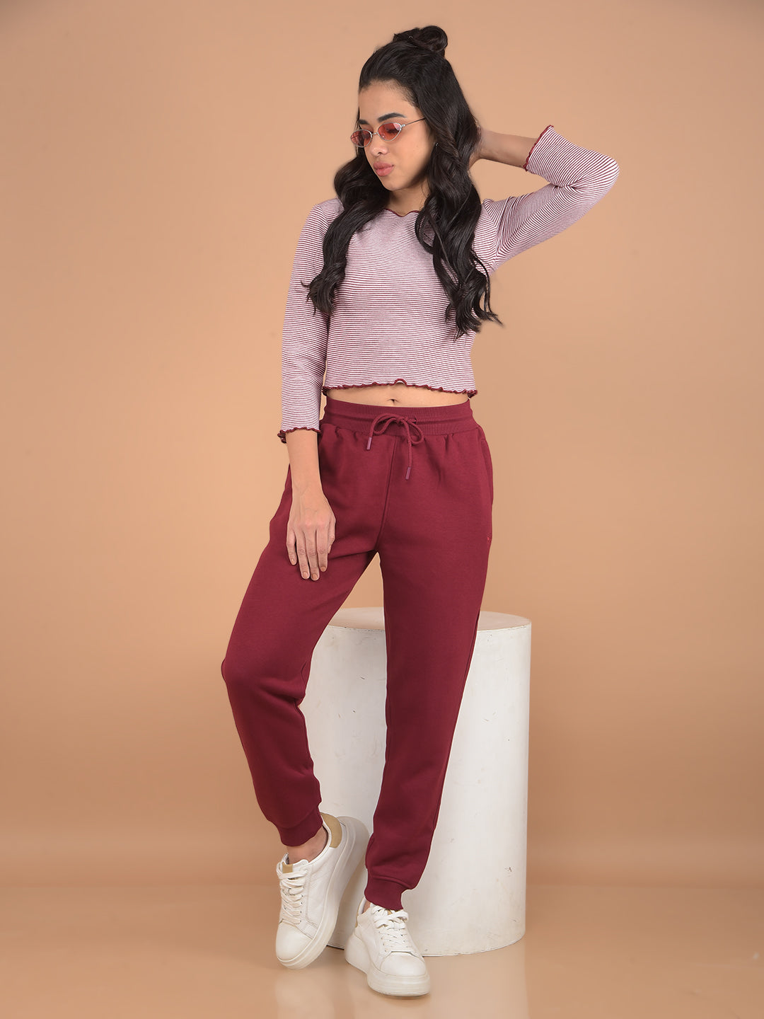 Wine Joggers-Women Trackpants-Crimsoune Club