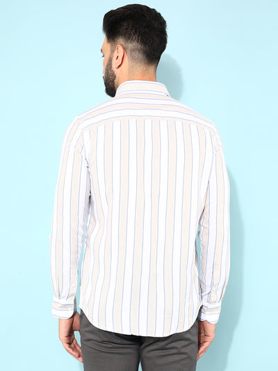 Beige Verticle Striped Shirt-Men Shirts-Crimsoune Club