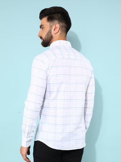 White 100% Cotton Checked Shirt-Men Shirts-Crimsoune Club