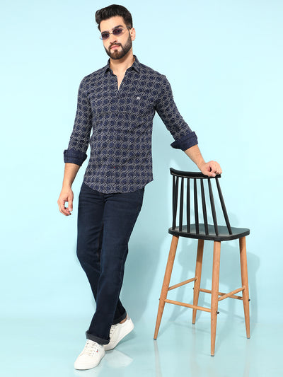 Black 100% Cotton Printed Shirt-Men Shirts-Crimsoune Club