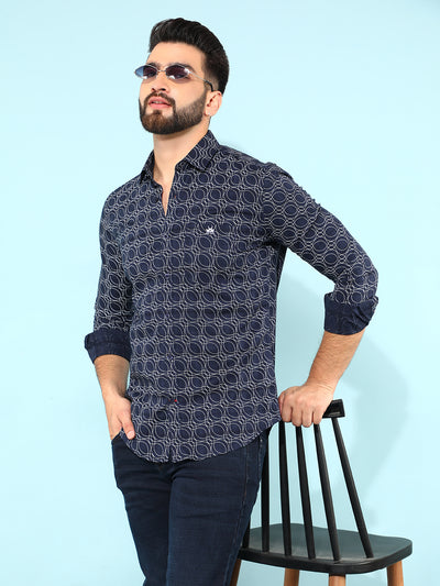 Black 100% Cotton Printed Shirt-Men Shirts-Crimsoune Club