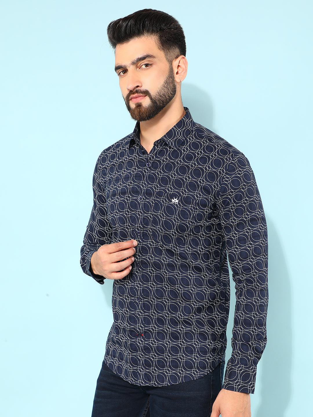 Black 100% Cotton Printed Shirt-Men Shirts-Crimsoune Club