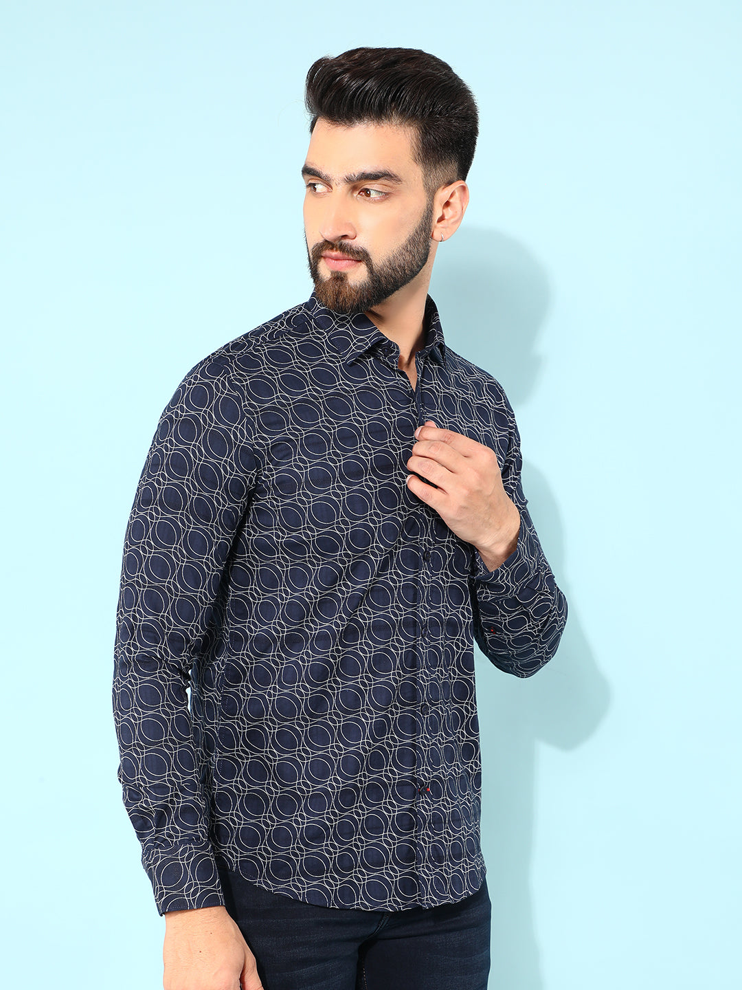 Black 100% Cotton Printed Shirt-Men Shirts-Crimsoune Club