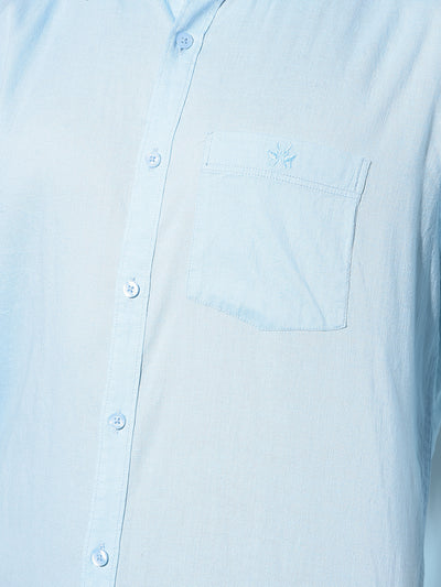 Blue Linen Shirt-Men Shirts-Crimsoune Club